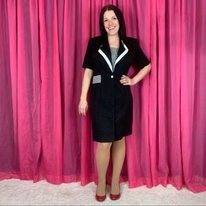 Vintage 80s Perceptions black and white sheath power dress, 12